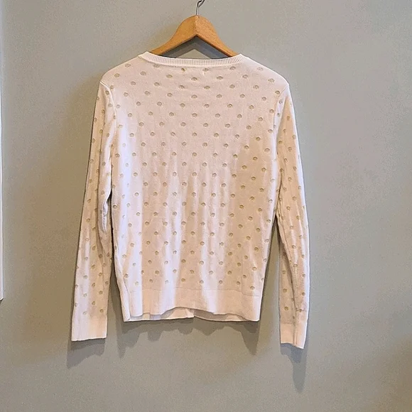 NEW York & Company White/Gold Polka Dot Cardigan - Picture 5 of 7